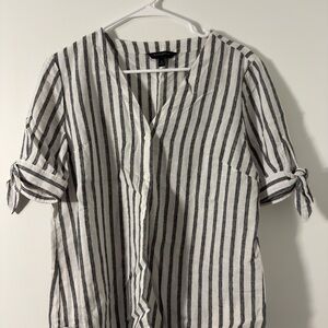Banana Republic Black and White Striped Button Down Shirt